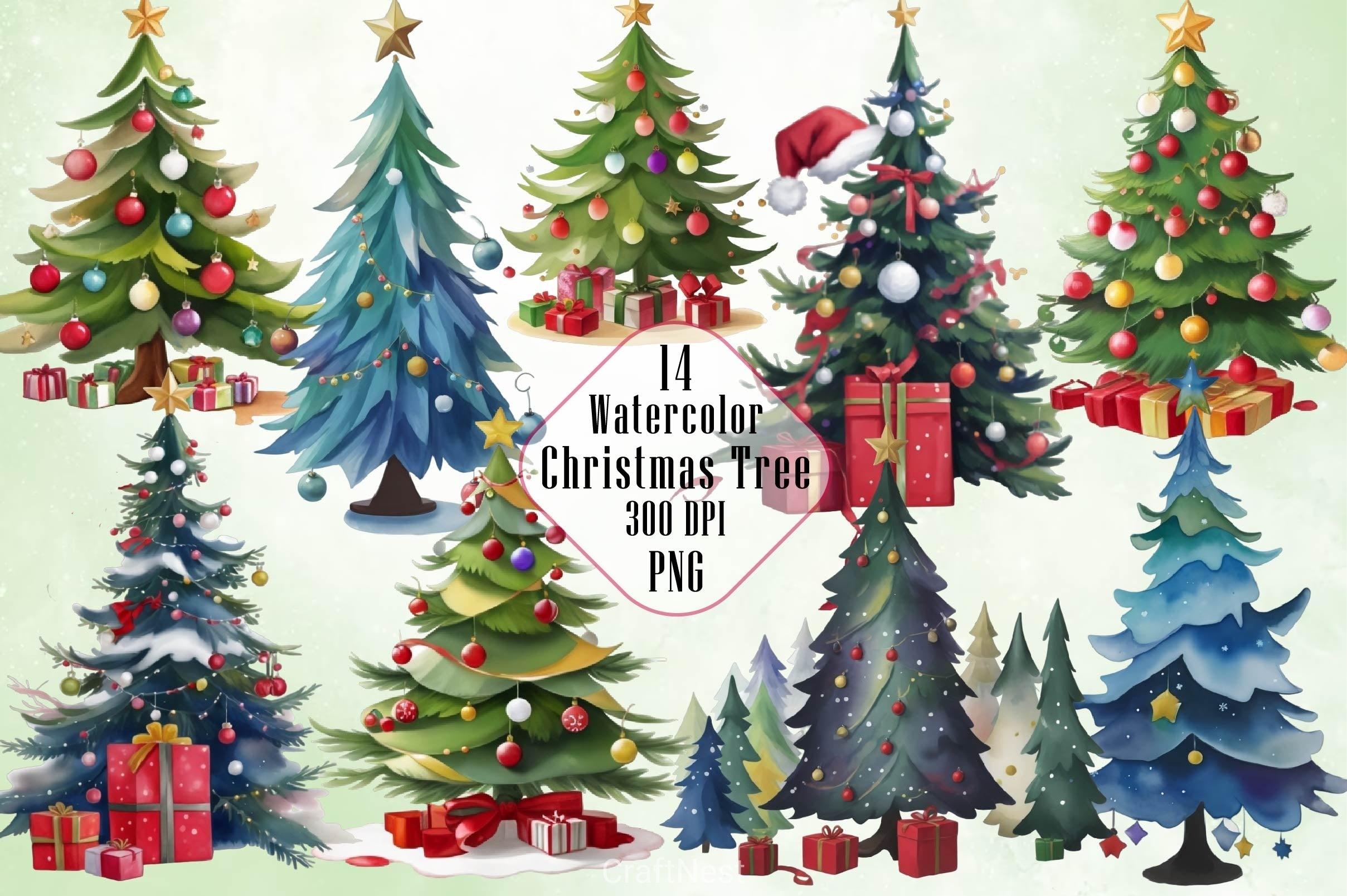 Christmas Tree Clipart Bundle 13