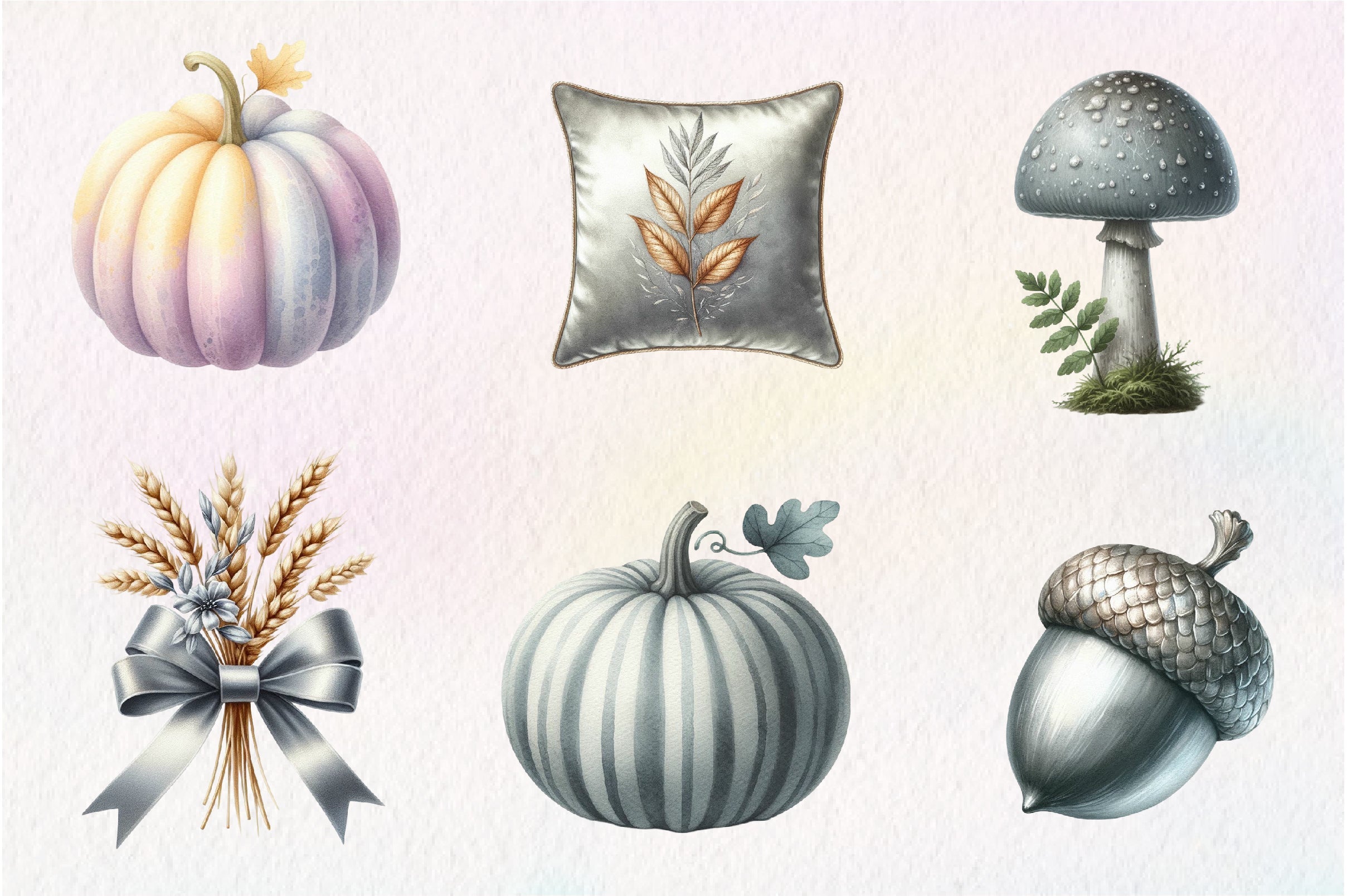 Silver Autumn Clipart Bundle