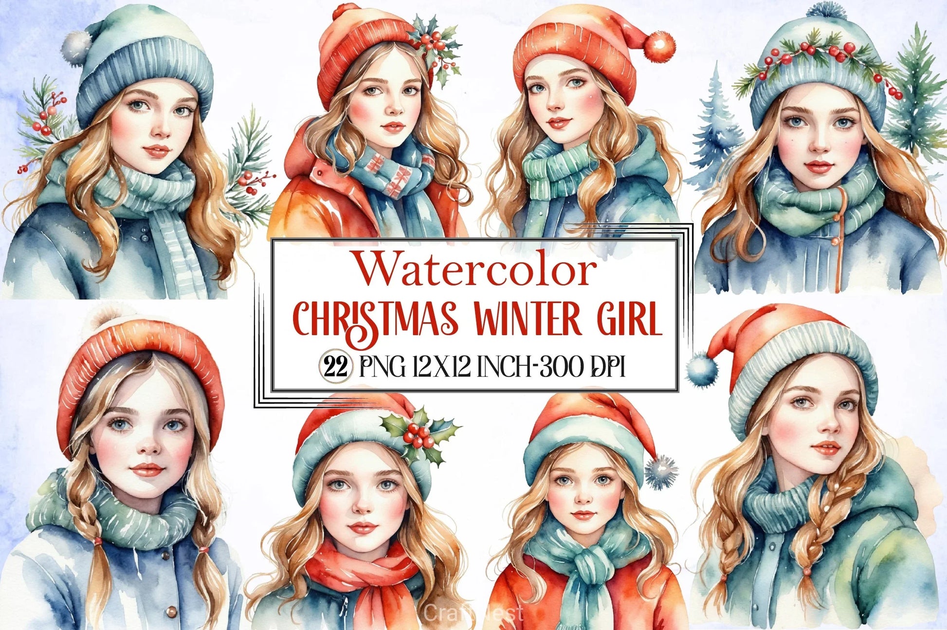 Christmas Winter Girl Clipart Bundle - CraftNest - Digital Crafting and Art