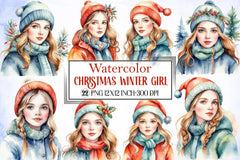 Christmas Winter Girl Clipart Bundle - CraftNest - Digital Crafting and Art