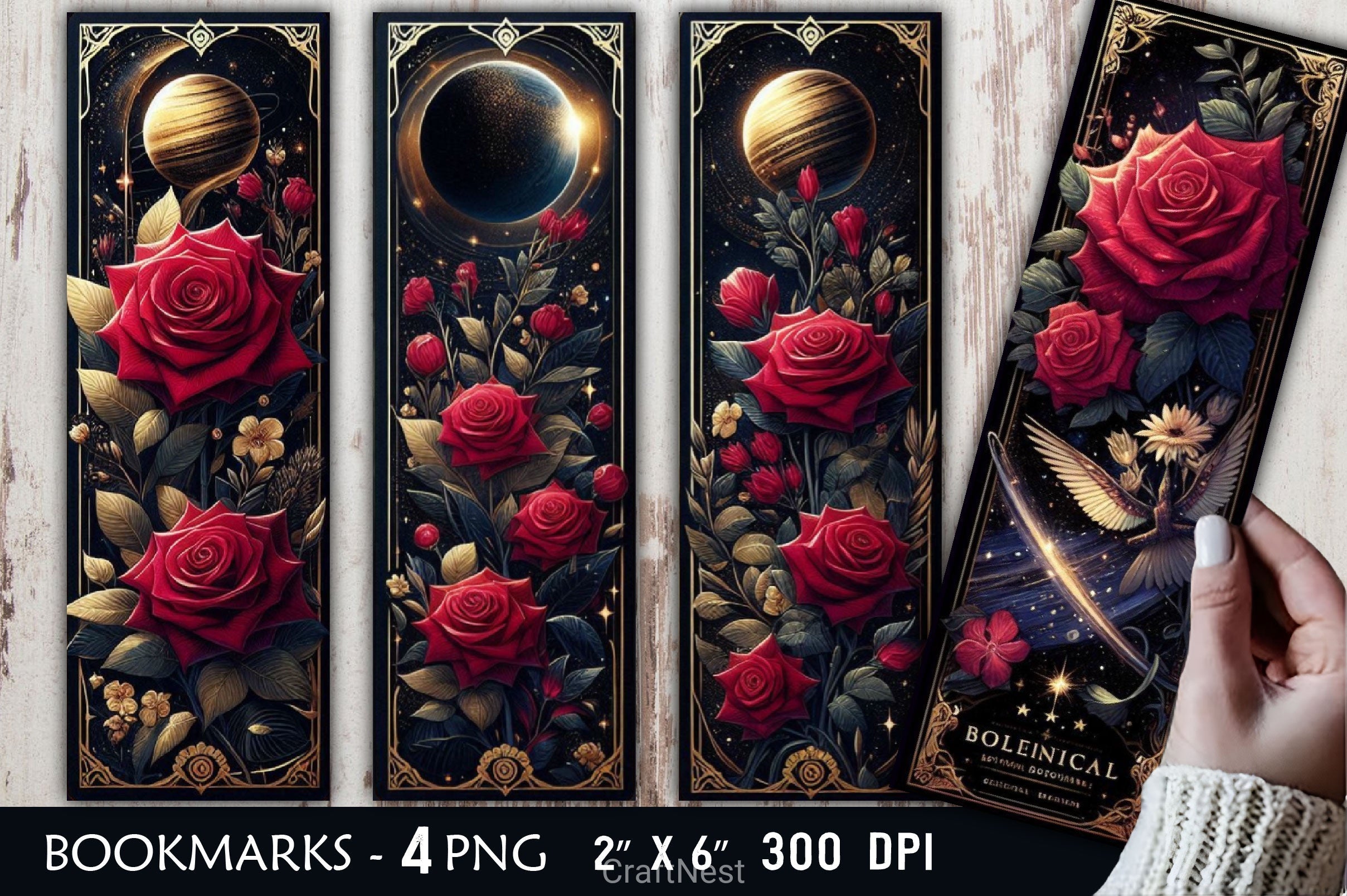 Red Rose Bookmarks Bookmark Junk Journal