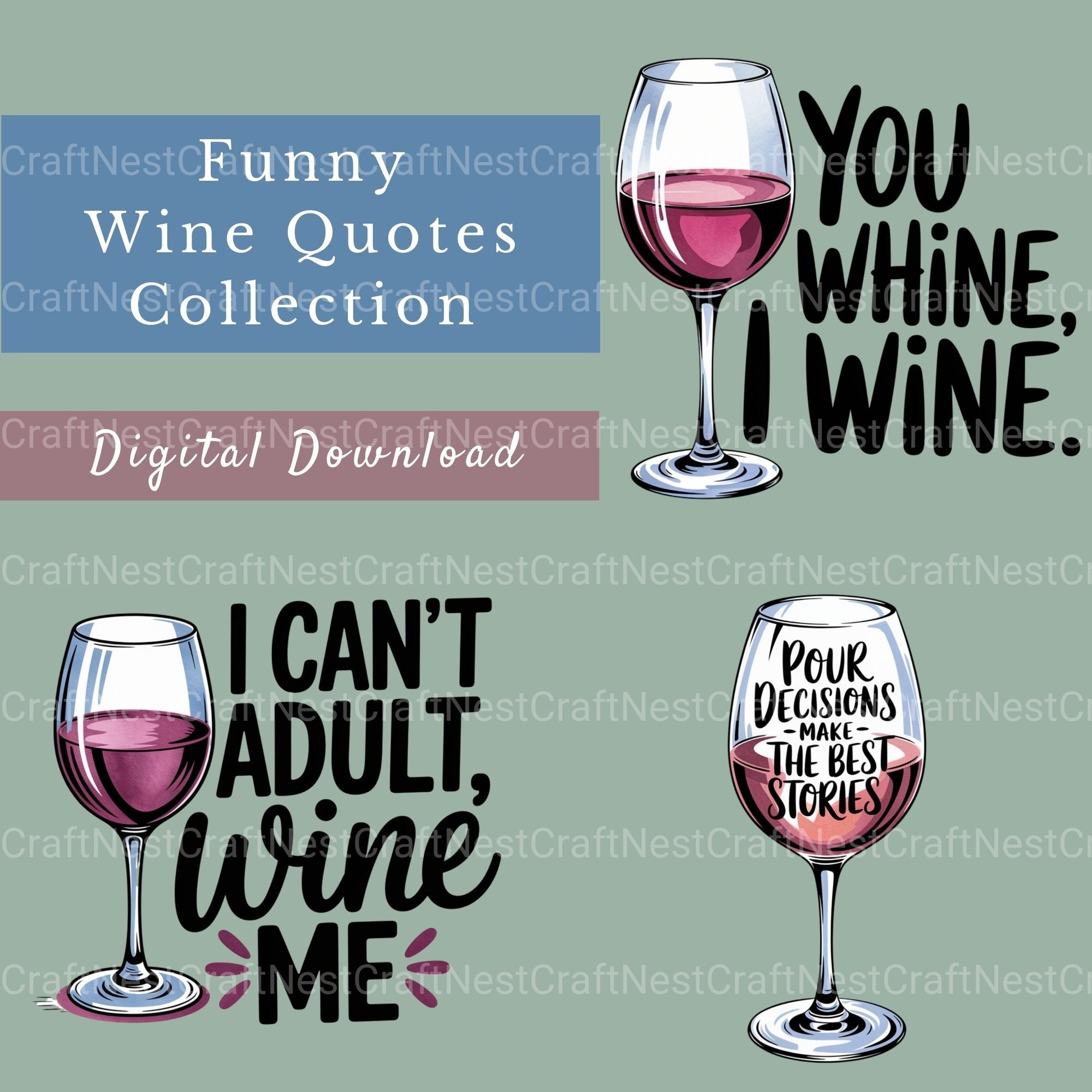 Wine Quotes Clipart Bundle