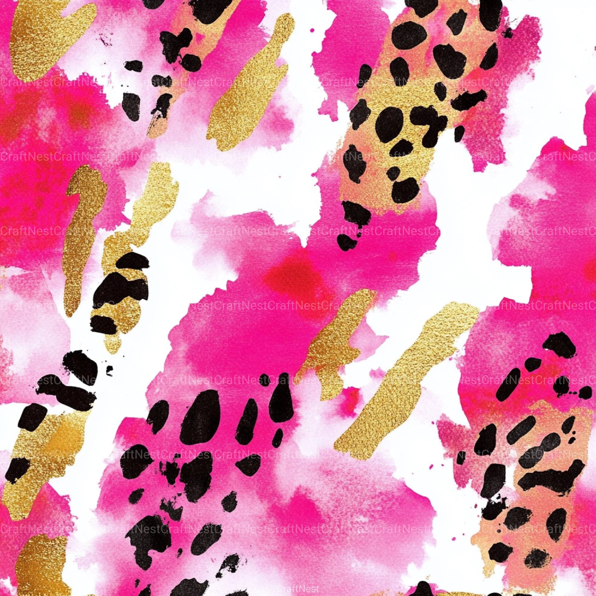 Pink and Gold Leopard Digital Paper 44 - CraftNest - Digital Crafting and Art