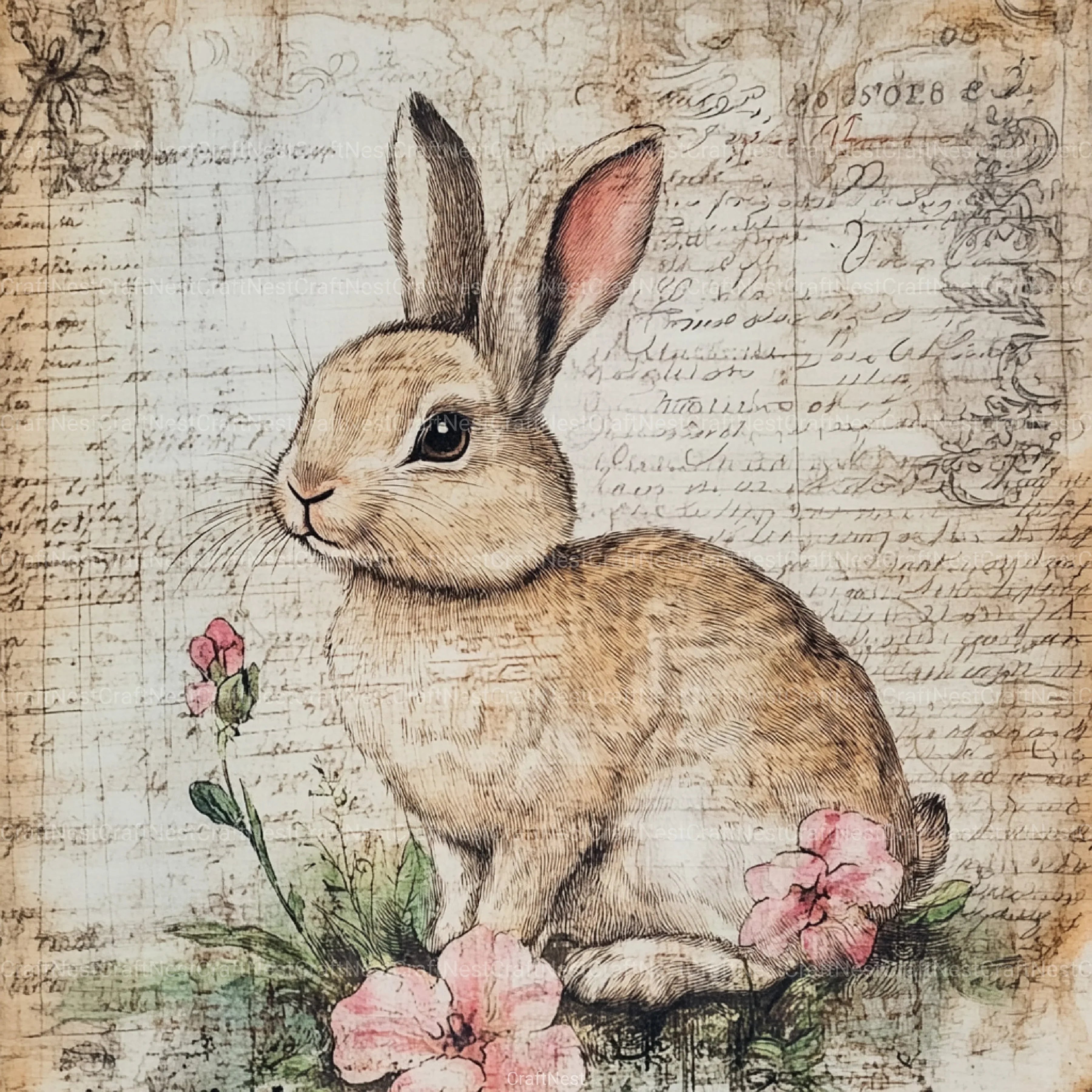 Vintage Bunny Clipart Bundle - CraftNest - Digital Crafting and Art