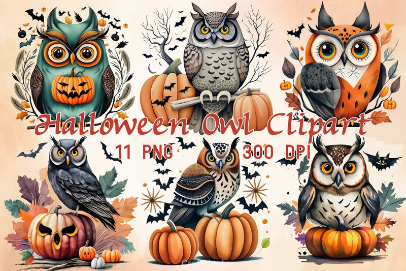 Halloween Owl Clipart Bundle 5 - CraftNest - Digital Crafting and Art