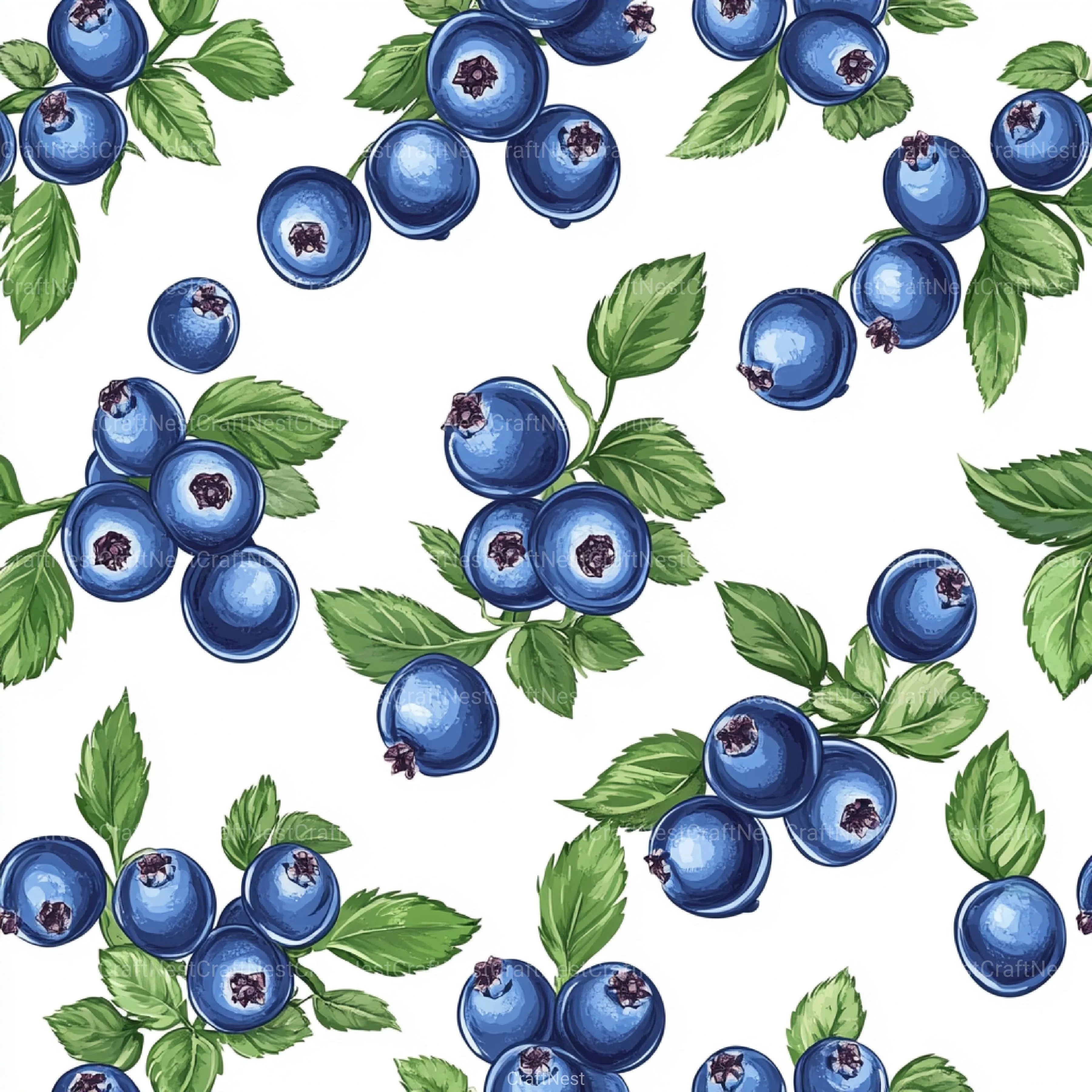 Blueberry Seamless Pattern Papers Digital - CraftNest - Digital Crafting and Art