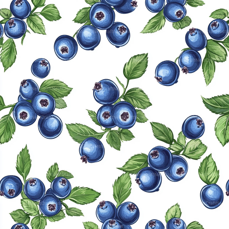 Blueberry Seamless Pattern Papers Digital - CraftNest - Digital Crafting and Art