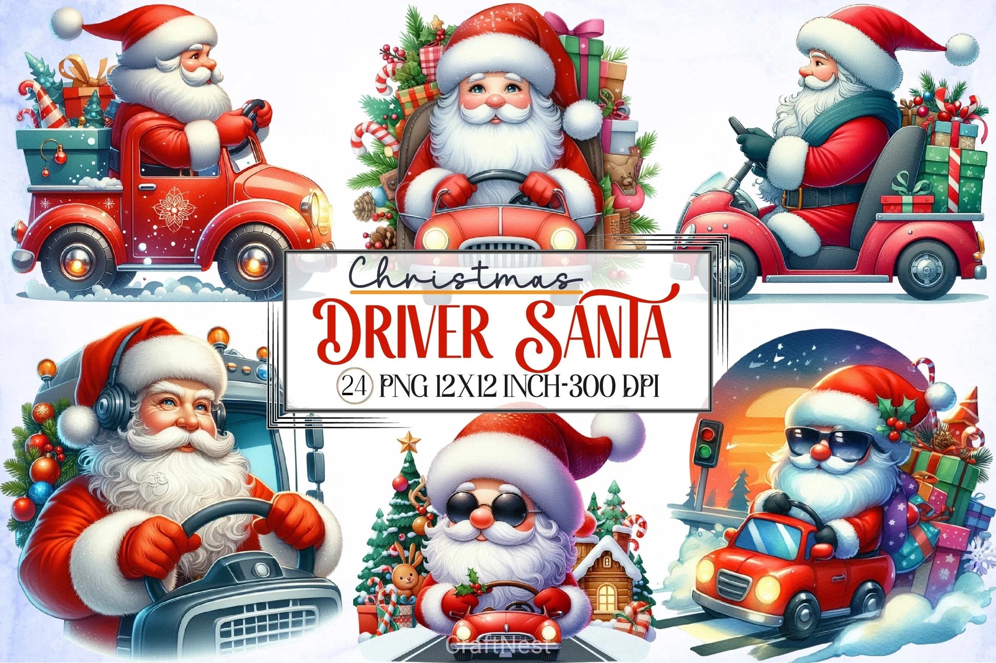 Driver Santa Clipart Bundle - CraftNest - Digital Crafting and Art
