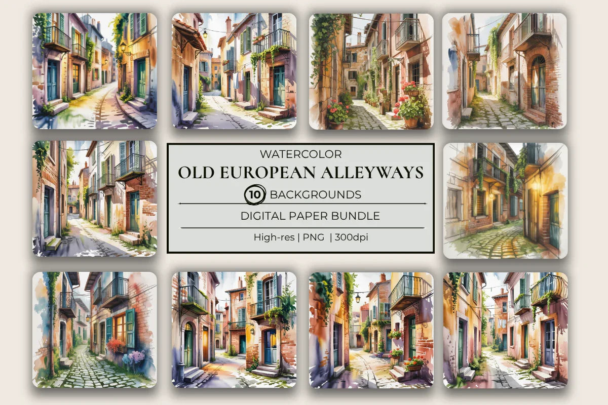 Old European Alleyways Background Papers - CraftNest - Digital Crafting and Art