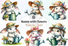Bunny Flowers Clipart Bundle