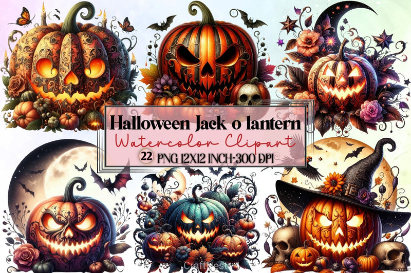 Halloween Jack O Lantern Clipart Bundle - CraftNest - Digital Crafting and Art