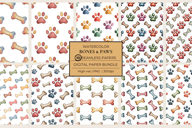 Bones & Paws Seamless Papers - CraftNest - Digital Crafting and Art