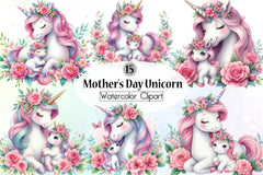 Mother's Day Unicorn Clipart Bundle - CraftNest - Digital Crafting and Art