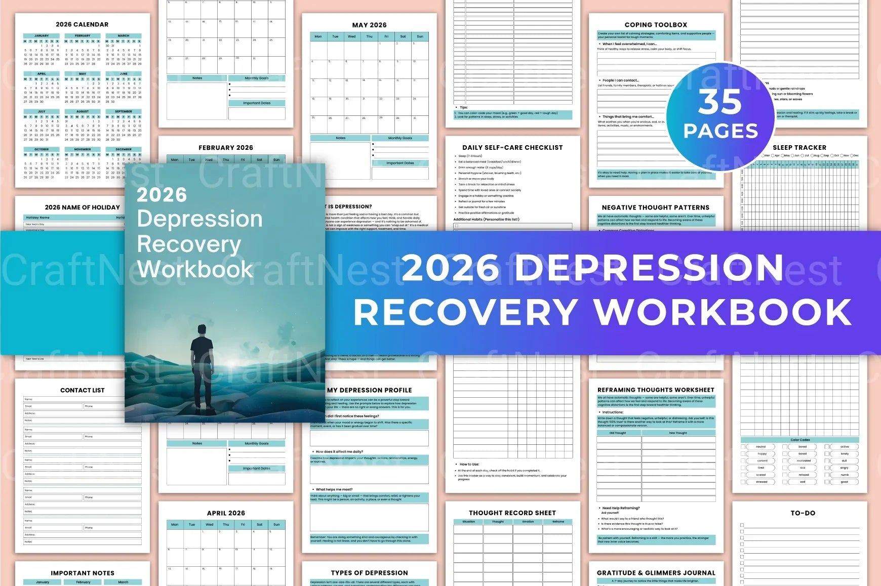 Depression Recovery Workbook for Healing and Growth - CraftNest - Digital Crafting and Art