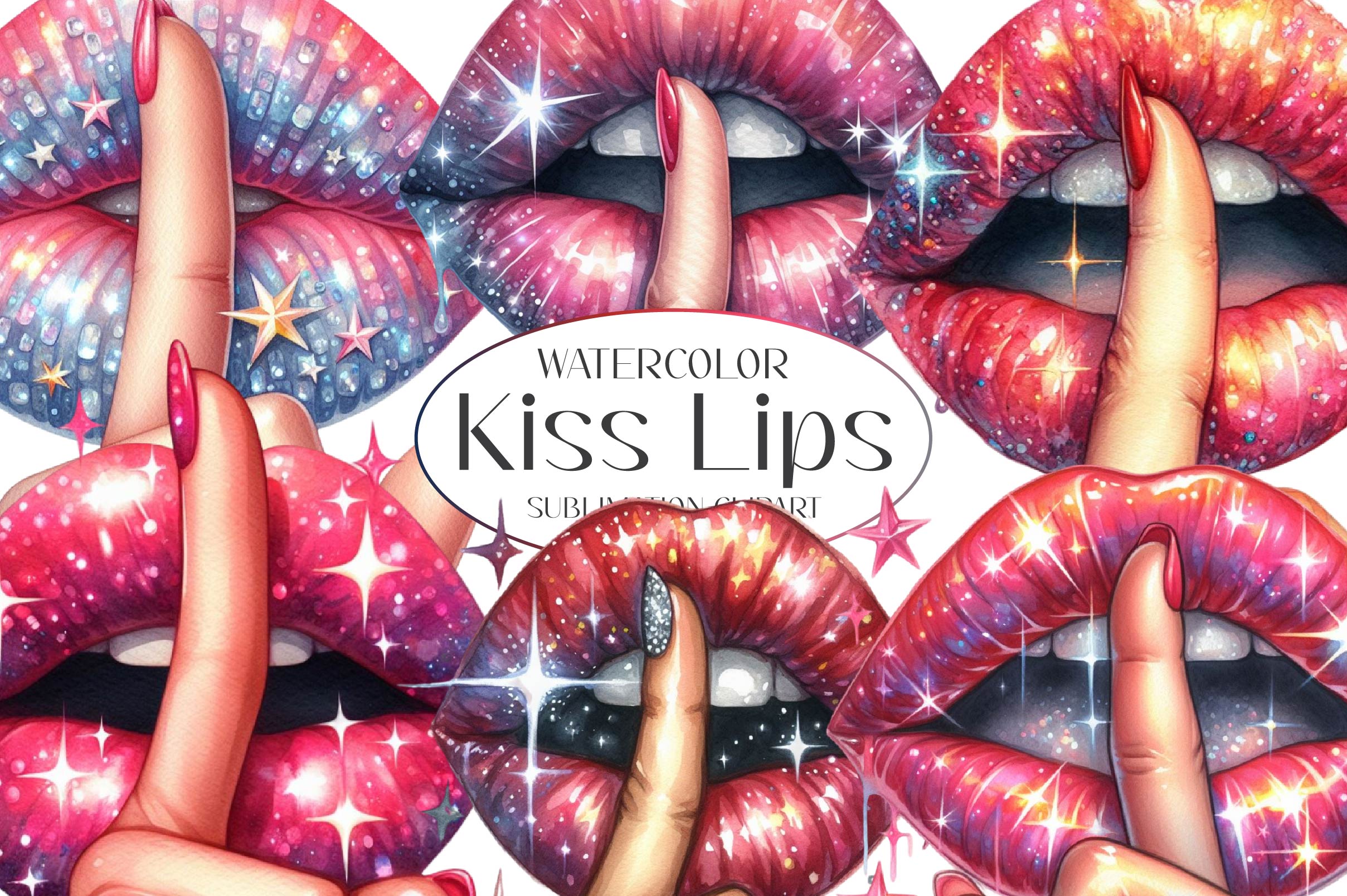 Kiss Lips Love Kisses Clipart Bundle 1