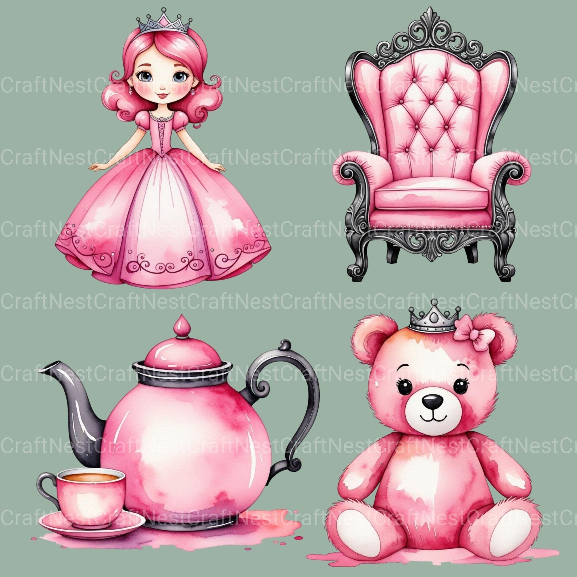 Pink Princess Clipart Bundle
