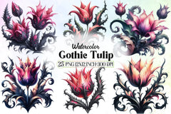 Gothic Tulip Clipart Bundle - CraftNest - Digital Crafting and Art