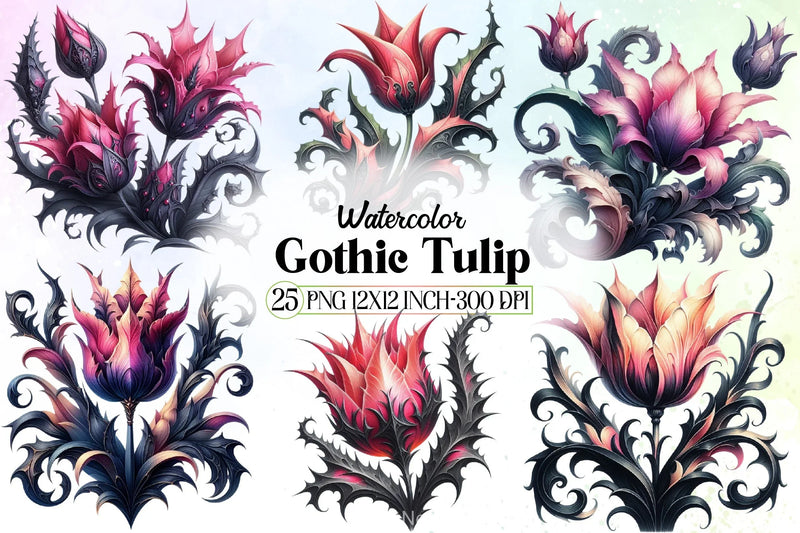 Gothic Tulip Clipart Bundle - CraftNest - Digital Crafting and Art