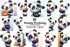 Panda Peeking Clipart Bundle - CraftNest - Digital Crafting and Art