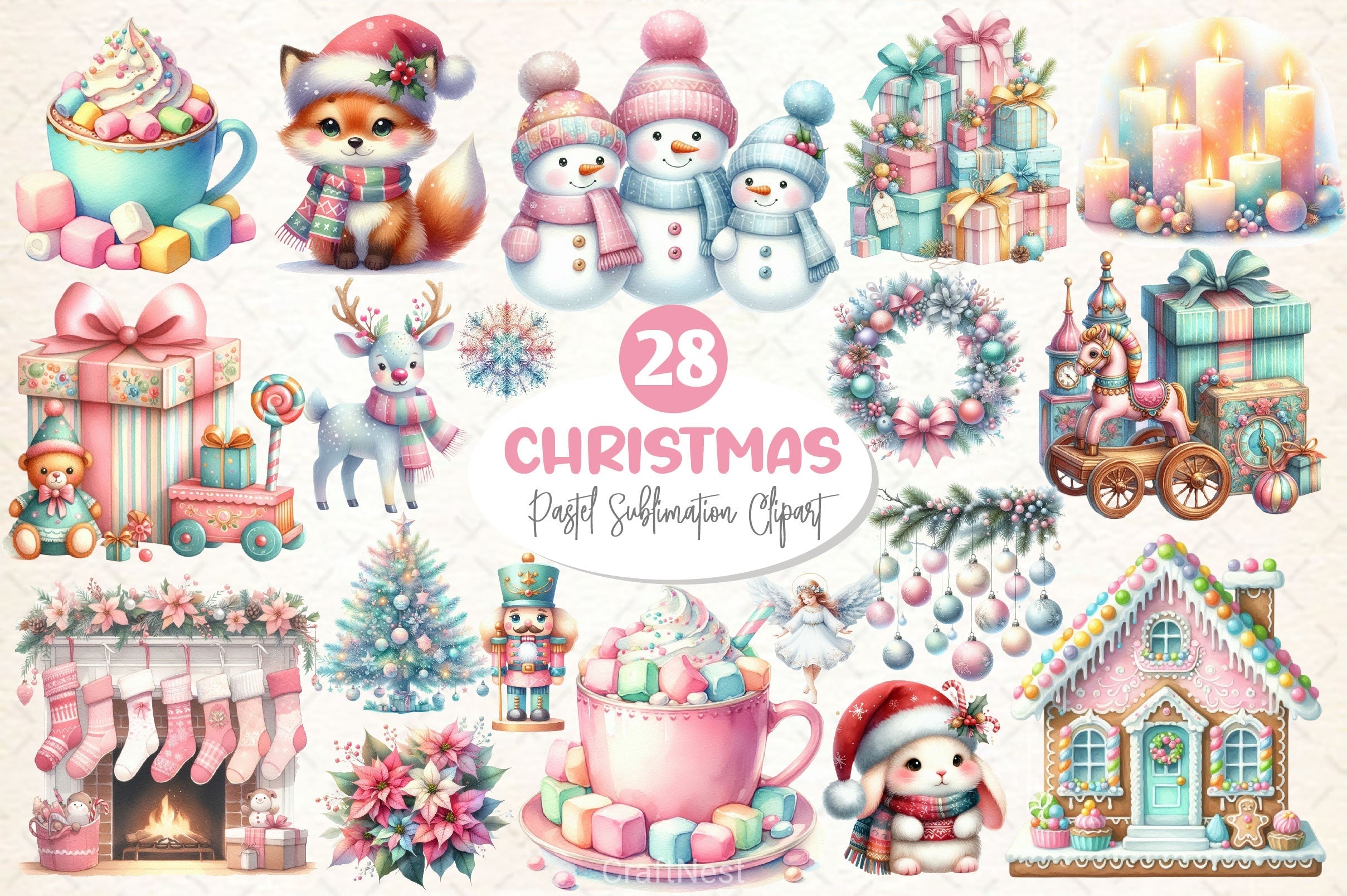 Pastel Christmas Clipart Bundle 2