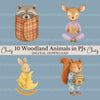 Woodland Animal Pjs 2 Clipart Bundle