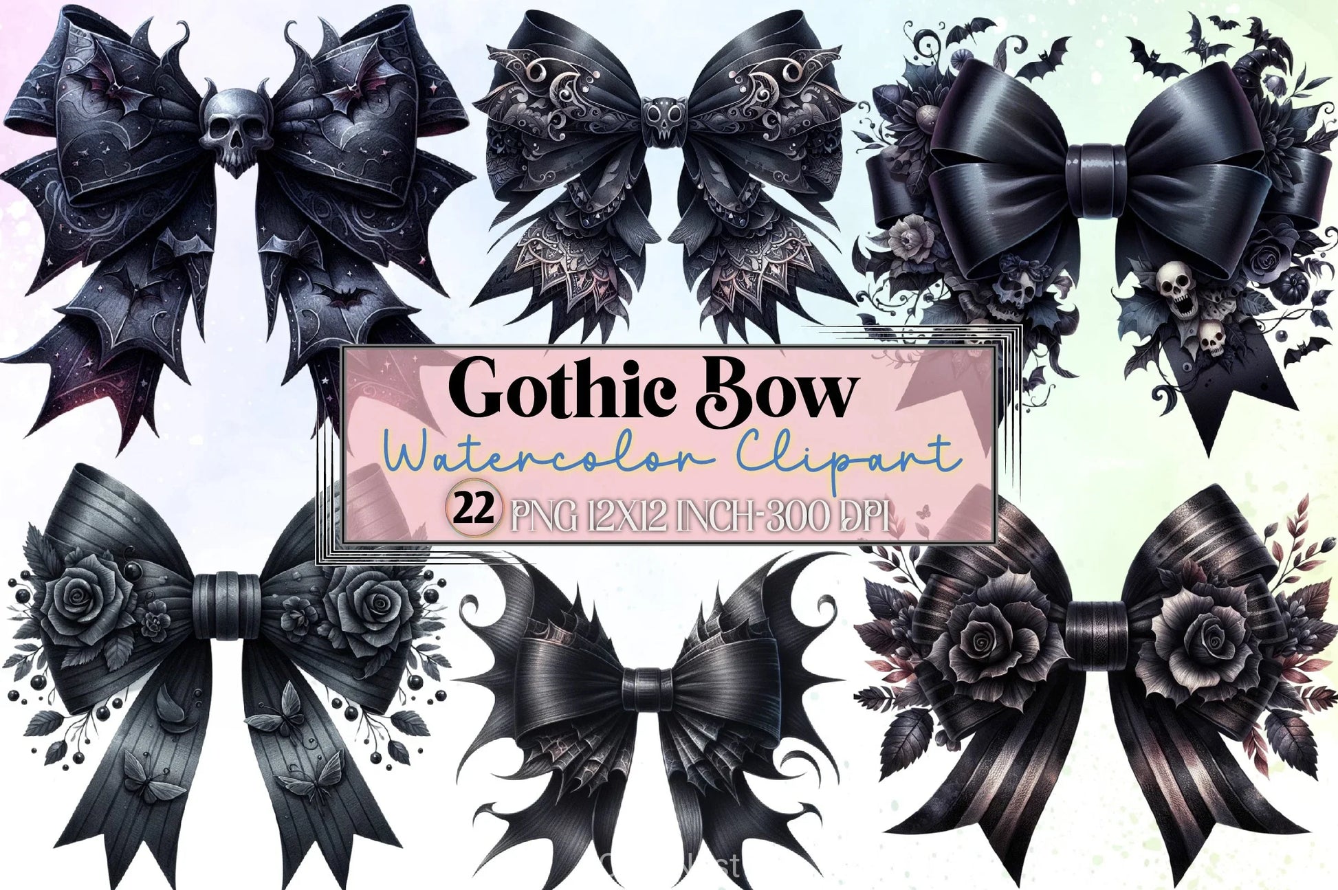 Gothic Bow Clipart Bundle - CraftNest - Digital Crafting and Art