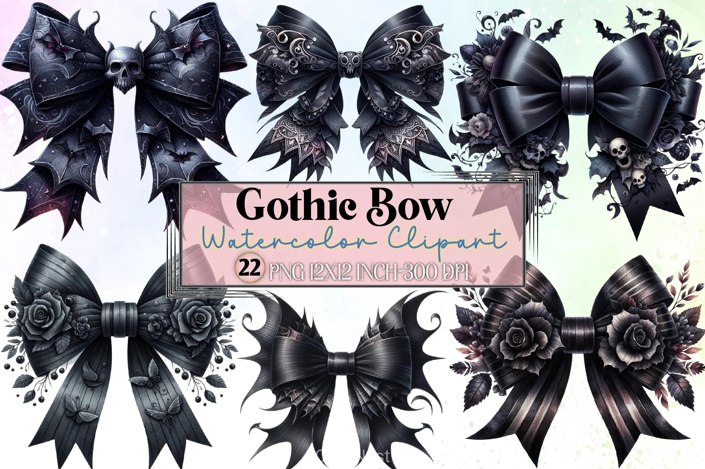 Gothic Bow Clipart Bundle - CraftNest - Digital Crafting and Art