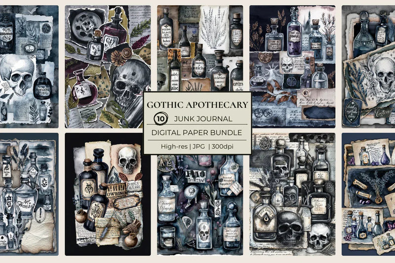 Gothic Apothecary Junk Journal Papers - CraftNest - Digital Crafting and Art