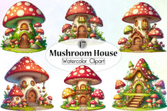 Mushroom House Clipart Bundle 2 - CraftNest - Digital Crafting and Art