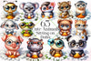 Cute Animals Sitting On Daisy Clipart Bundle