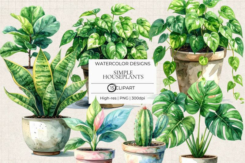Simple Houseplants Clipart - CraftNest - Digital Crafting and Art