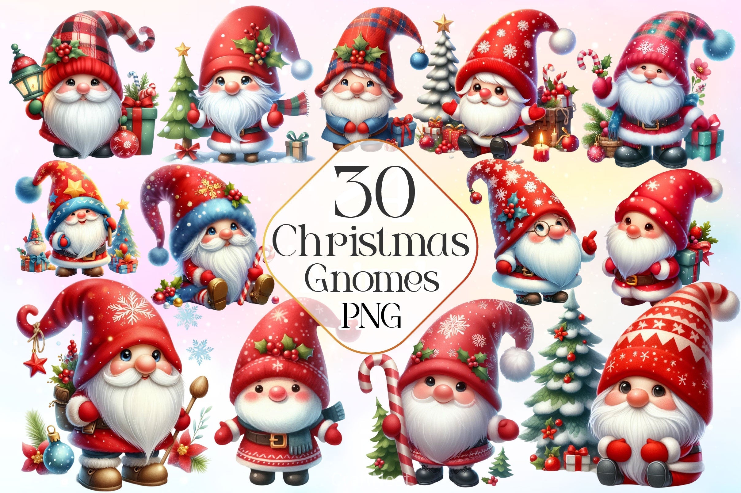 Christmas Gnome Clipart Bundle 9