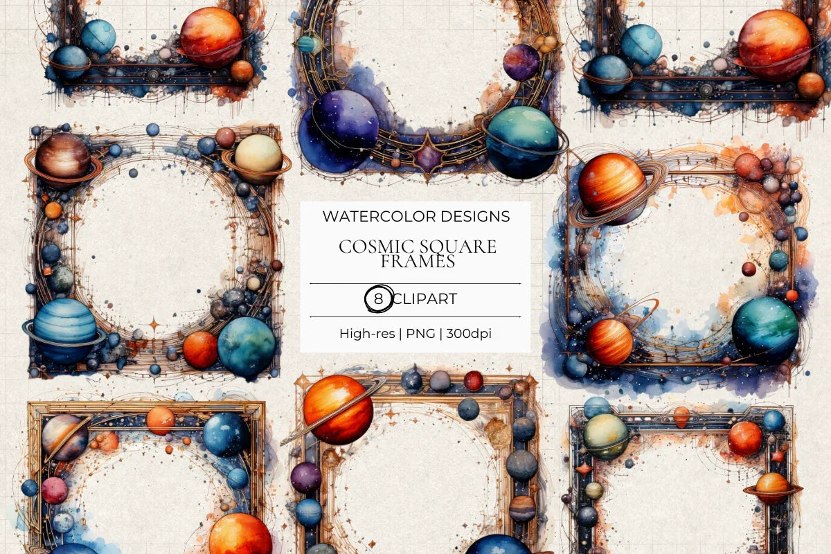 Cosmic Square Frames Clipart - CraftNest - Digital Crafting and Art