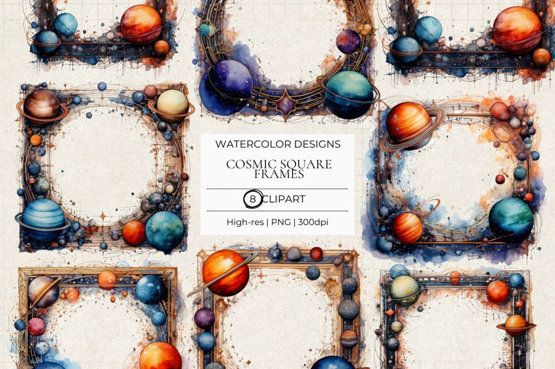 Cosmic Square Frames Clipart - CraftNest - Digital Crafting and Art