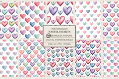 Pastel Hearts Seamless Papers - CraftNest - Digital Crafting and Art