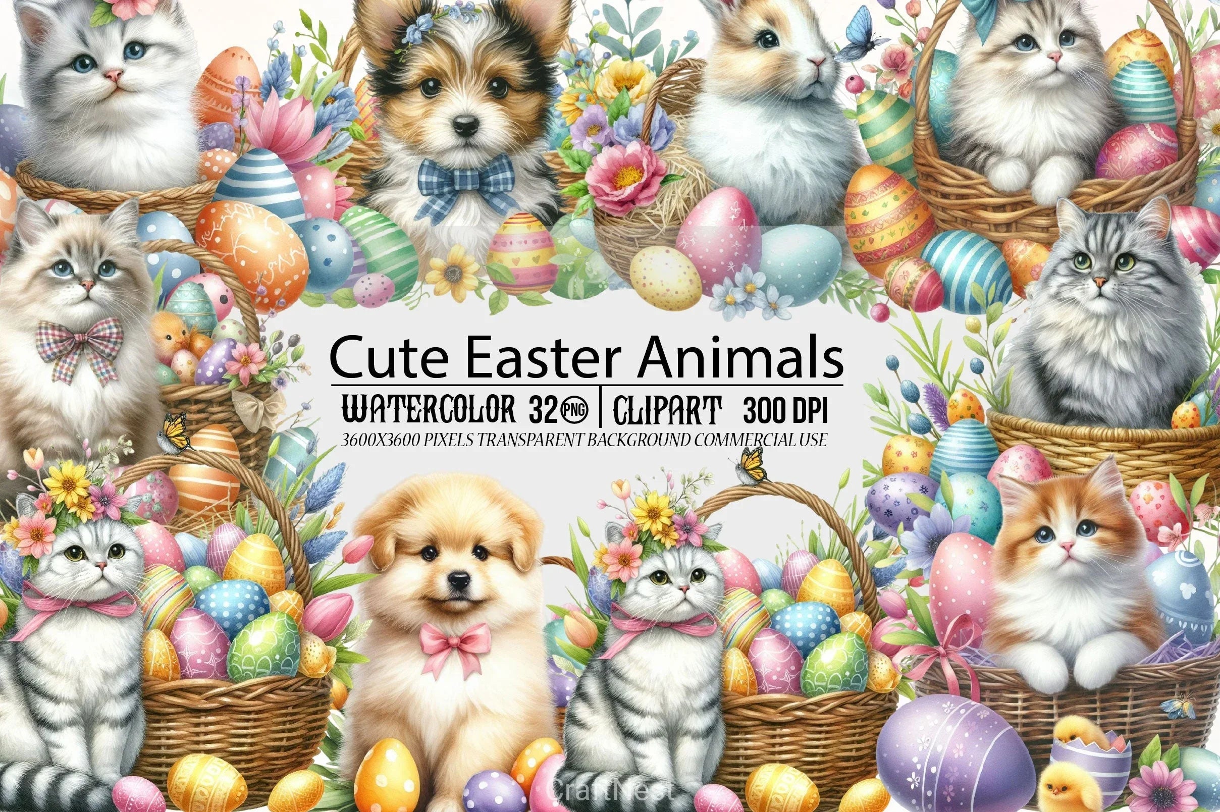 Cute Easter Animals Clipart Bundle - CraftNest - Digital Crafting and Art