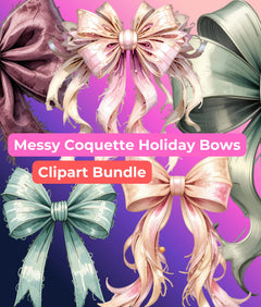 Messy Coquette Holiday Bows Clipart Bundle - CraftNest - Digital Crafting and Art