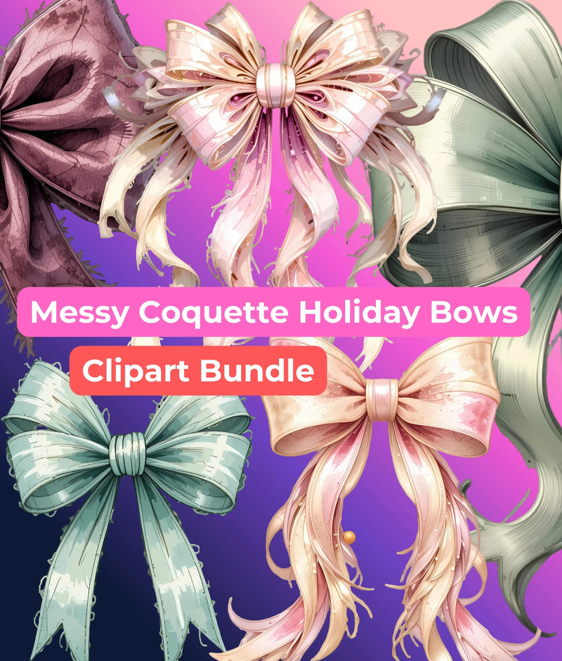 Messy Coquette Holiday Bows Clipart Bundle - CraftNest - Digital Crafting and Art