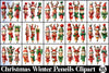 Christmas Winter Pencils Clipart Bundle