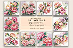 Watercolor Peonies Background Papers - CraftNest - Digital Crafting and Art