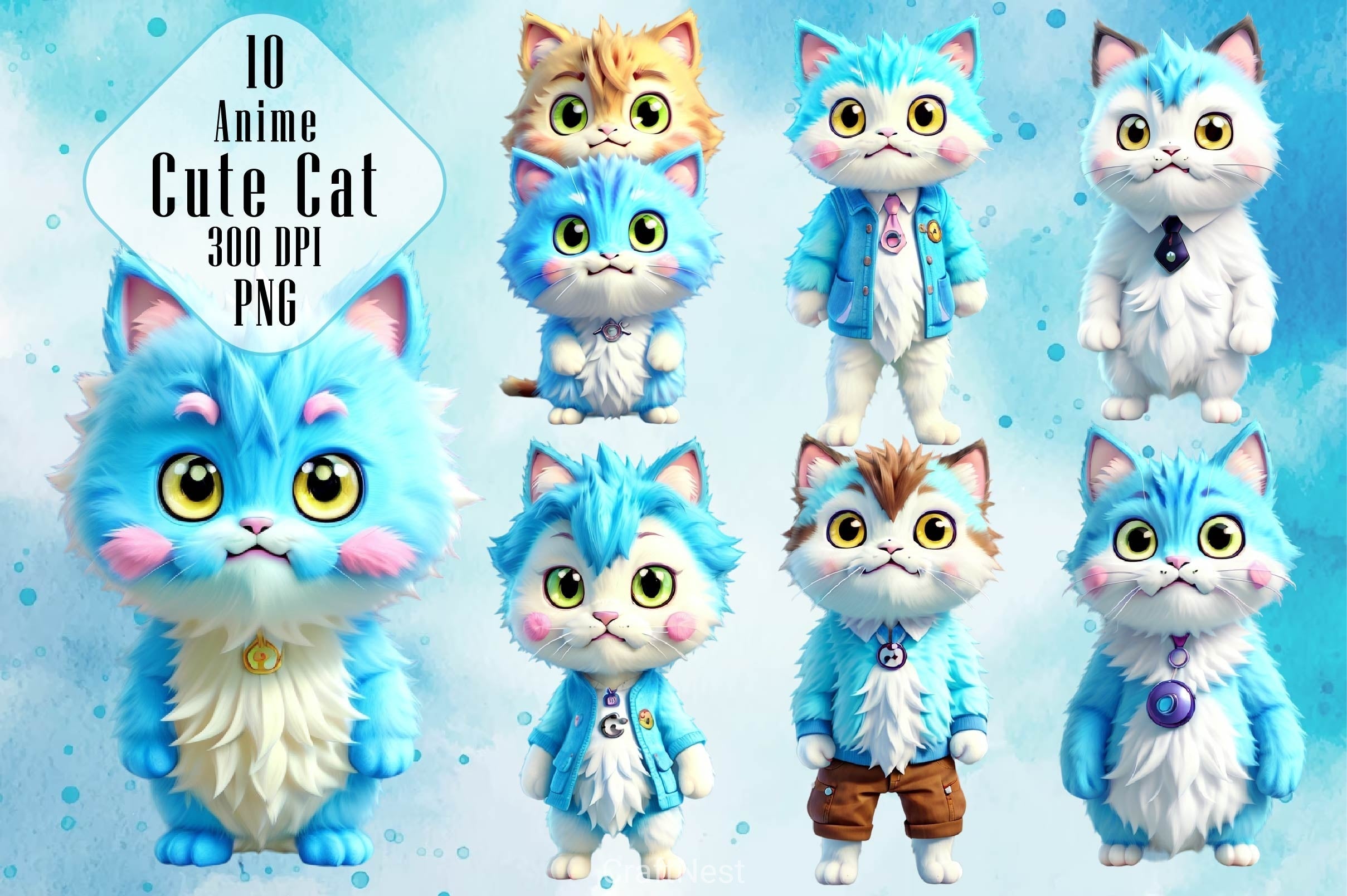 Cute Cat Clipart Bundle 4