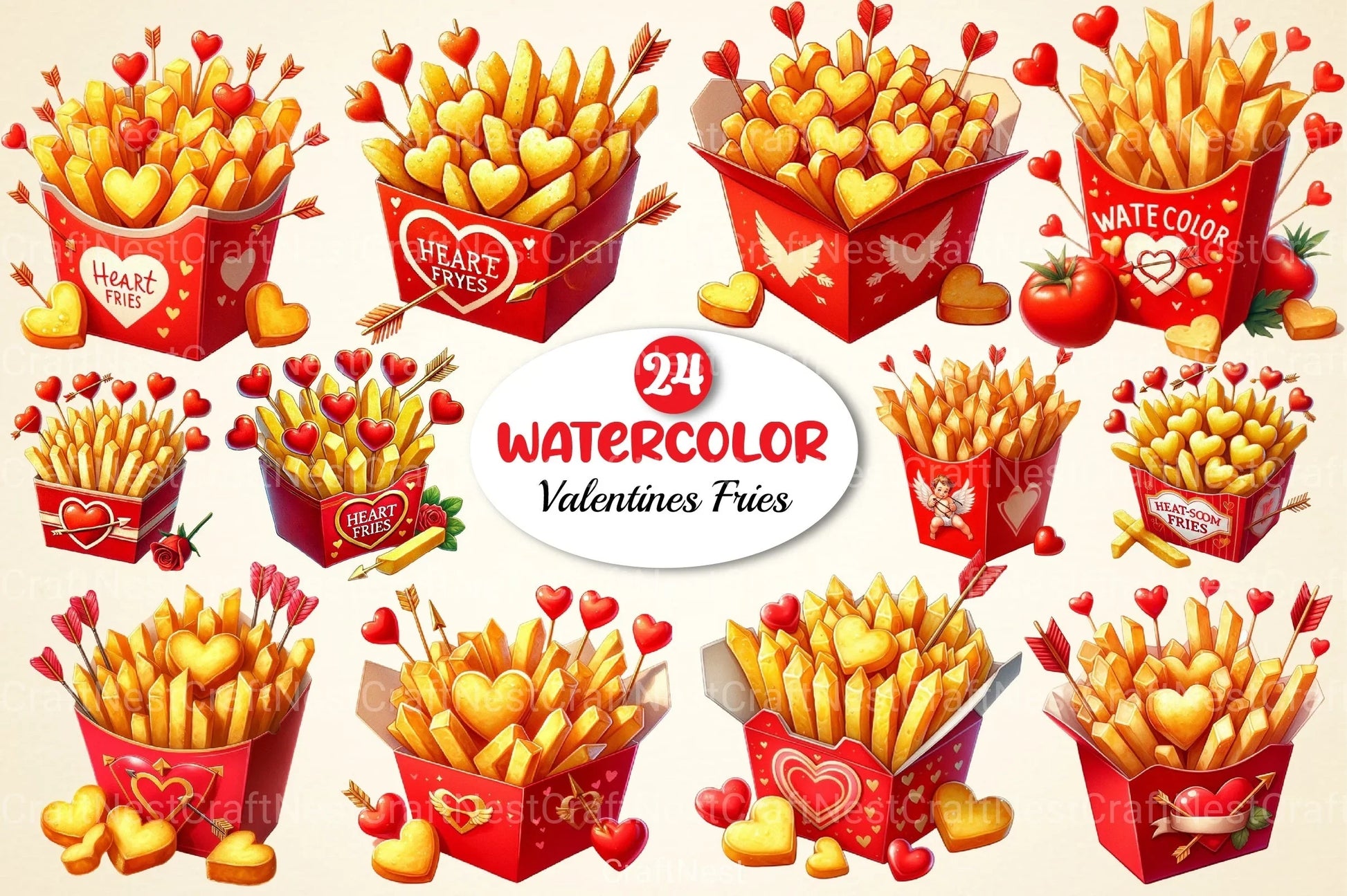 Valentine's Fries Clipart Bundle 2 - CraftNest - Digital Crafting and Art