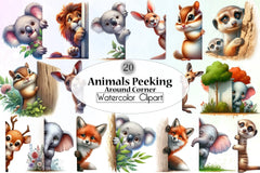 Animals Peeking Clipart Bundle - CraftNest - Digital Crafting and Art