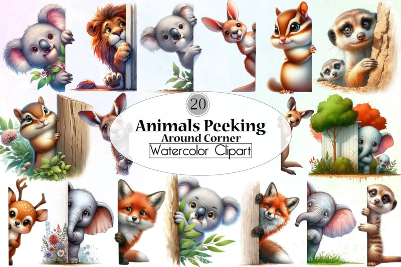 Animals Peeking Clipart Bundle - CraftNest - Digital Crafting and Art