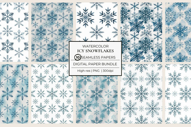 Icy Snowflakes Seamless Papers - CraftNest - Digital Crafting and Art
