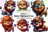Baby Highland Cow Clipart Bundle