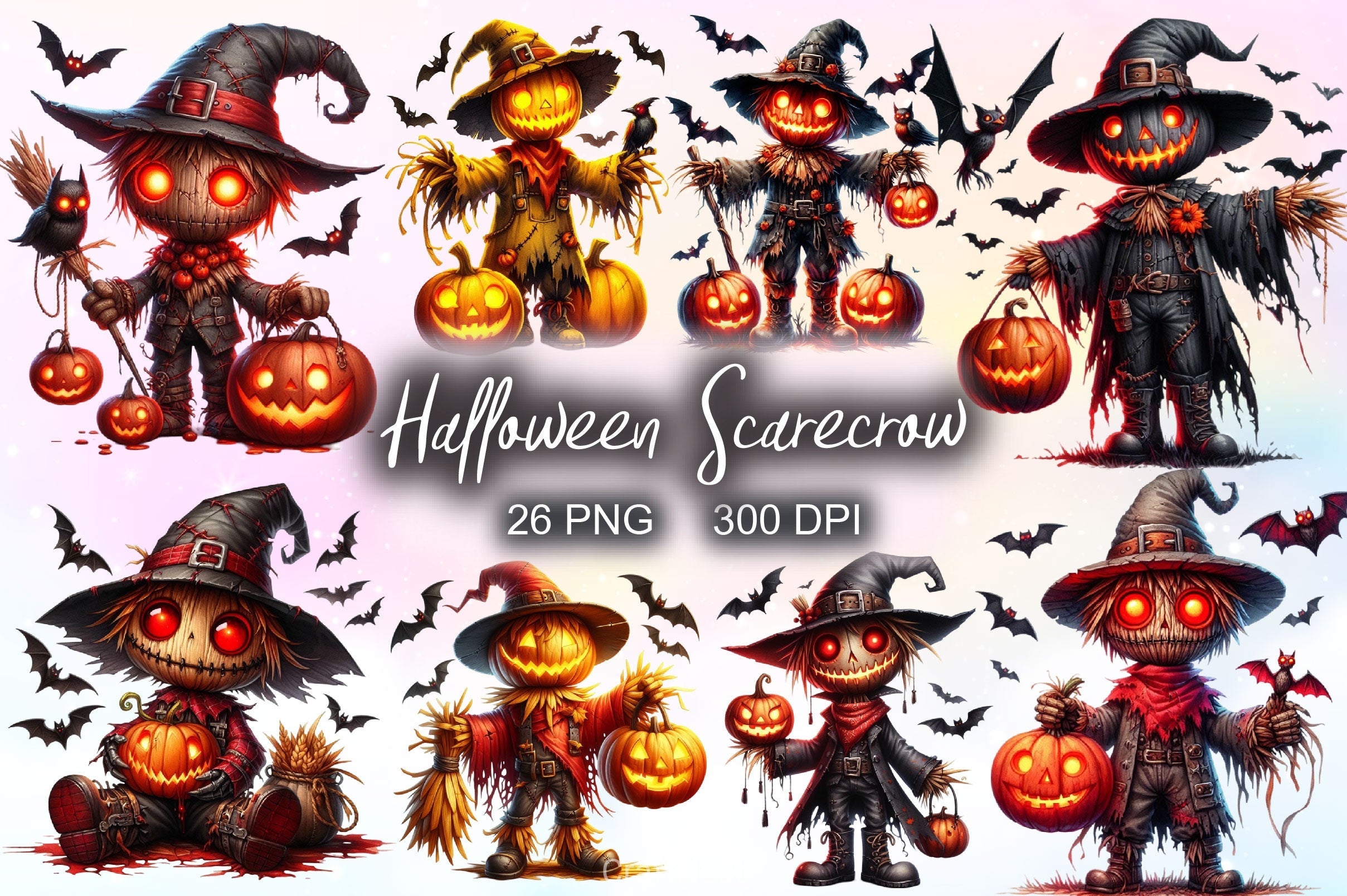Halloween Scarecrow Clipart Bundle 2