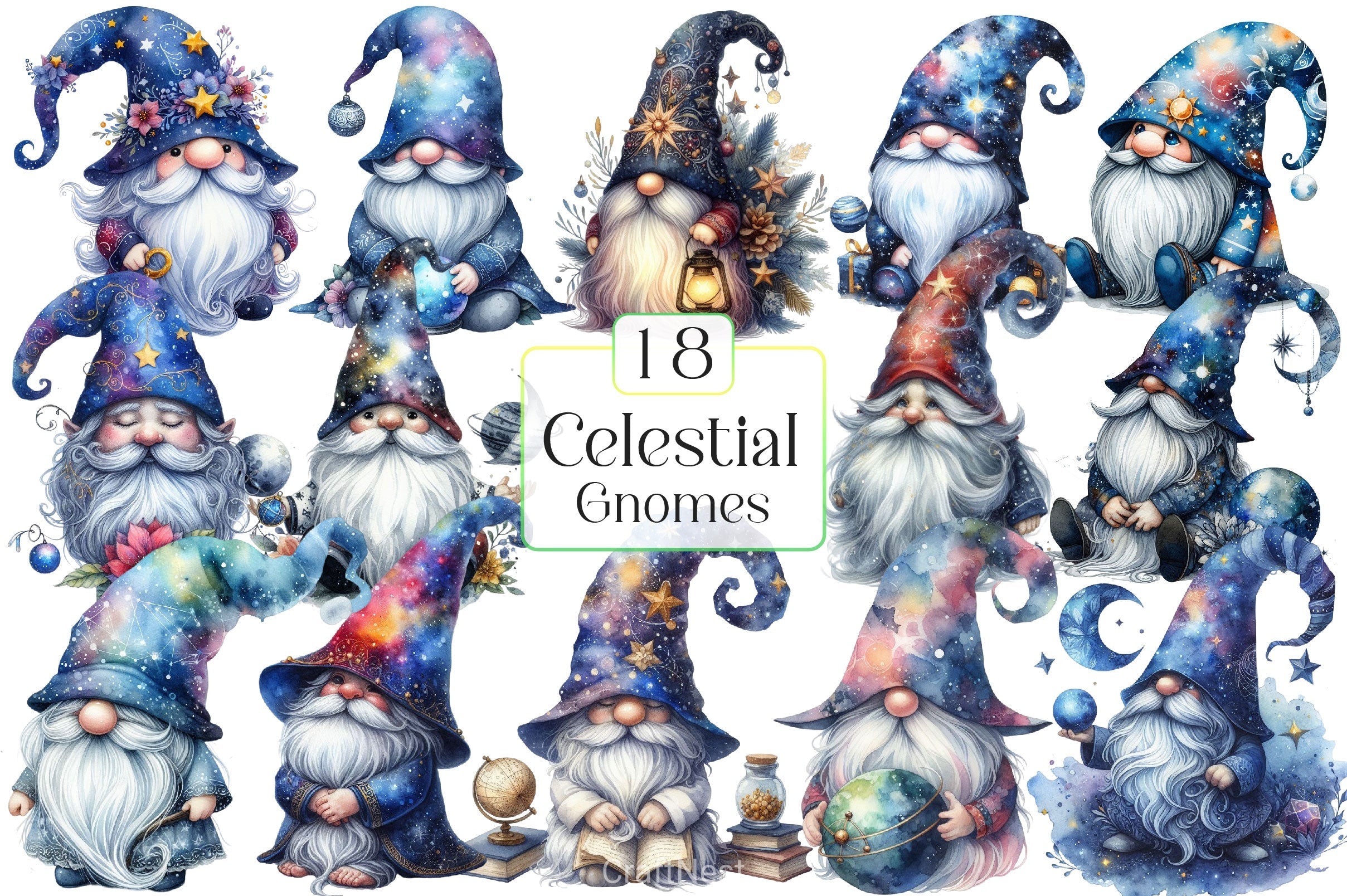 Celestial Gnome Clipart Bundle
