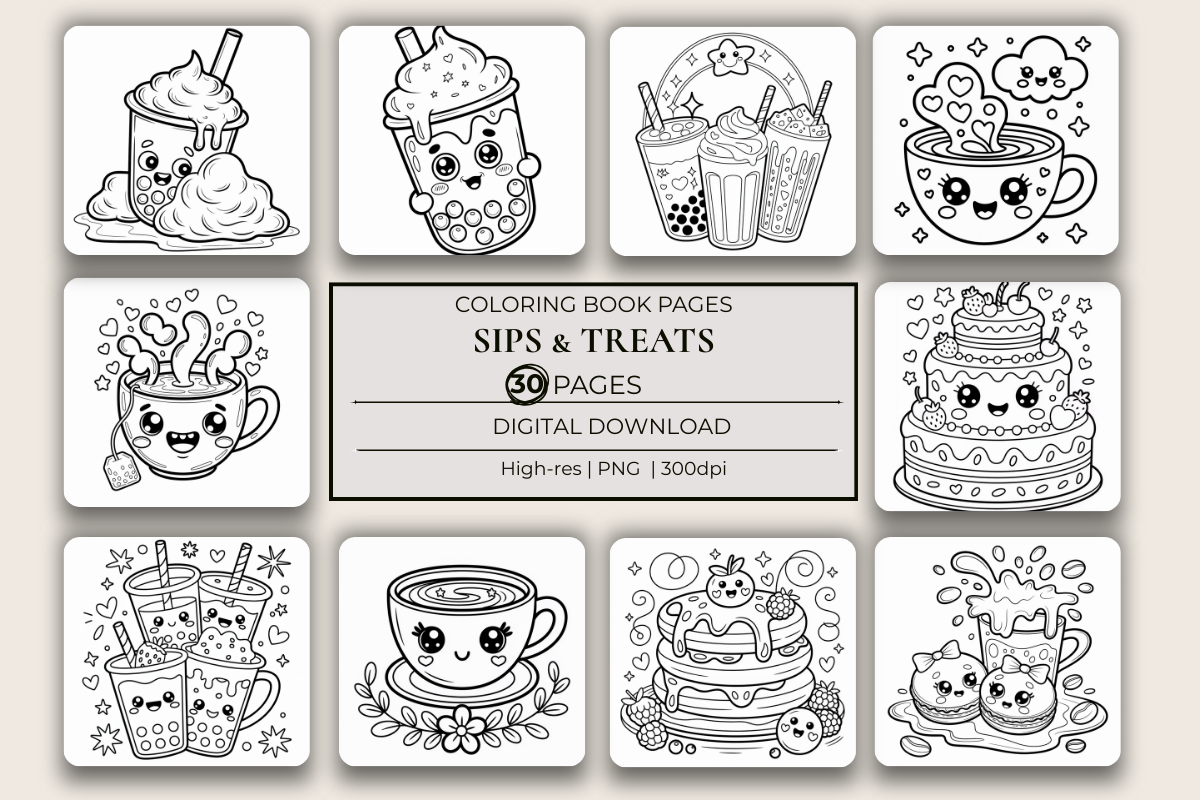 Sips & Treats Coloring Book - CraftNest - Digital Crafting and Art