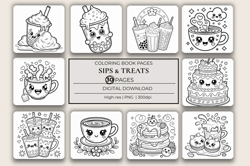 Sips & Treats Coloring Book - CraftNest - Digital Crafting and Art